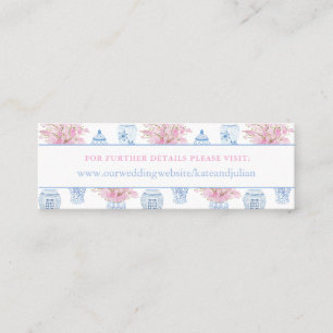 Visite Mini Carte de site Mariage Preppy Blue Pink Chinoiserie