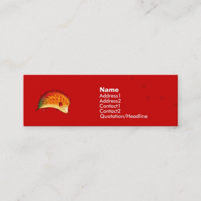 Visite Mini Carte orange de profil de hérisson (Devant)