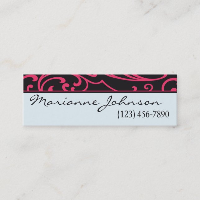Visite Mini Carte rose de Deco rétro et noire de profil (Devant)