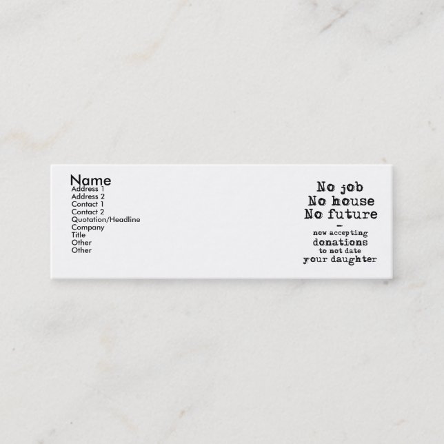 Visite Mini Pas datez votre carte de profil de donations de (Devant)