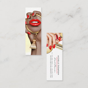 Visite Mini Rouge et or Glam Chic Maquillage Artiste Carte de