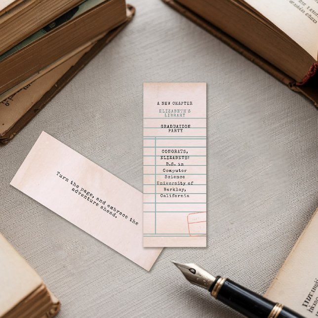 Visite Mini Signet de graduation personnalisé de la carte de b (graduation party favor vintage library card inspirational message personalized name degree)