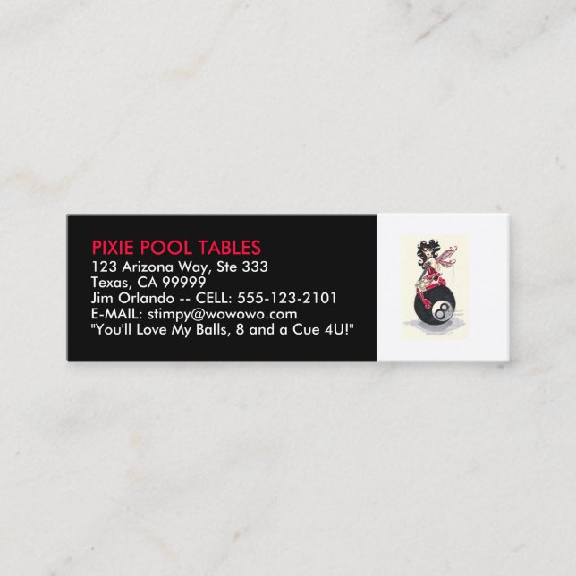 VISITE MINI TABLES DE BILLARD ET BILLARDS - MODÈLE DE CARTE DE (Devant)