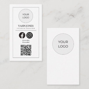Visite Moderne Carte de Réseautage Sociale QR Code Blanch