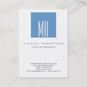 Visite Monogramme blanc bleu gris chic chic Carte de visi