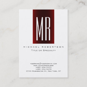 Visite Monogramme Blanc Rouge Grille Grand Carte de visit