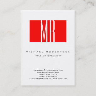 Visite Monogramme Blanc Rouge Grille Grand Carte de visit