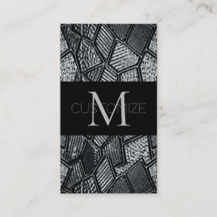 Visite Monogramme en verre de mosaïque gris foncé Carte d