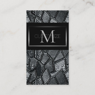 Visite Monogramme en verre de mosaïque gris foncé Carte d