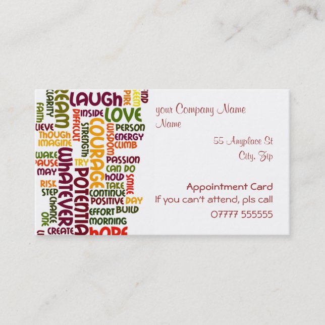 Visite Mots de motivation #1, carte de rendez-vous (Devant)