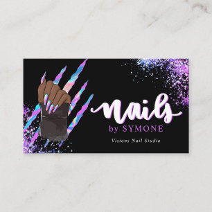 Visite Nail Tech Bold Holographic Your Logo Carte de visi