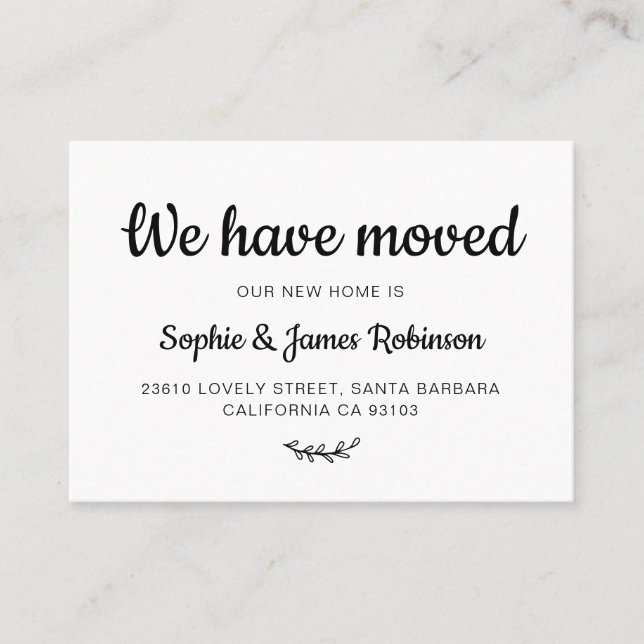 Visite Nous avons déplacé la carte d'insertion de déménag (Devant)