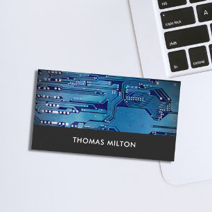 Visite Ordinateur simple carte de circuit bleu gris