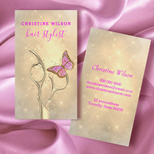 Visite papillon cheveux styliste ciseaux logo carte de vi