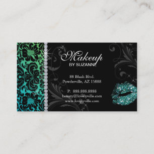 Visite Parties scintillantes florales Teal de carte de