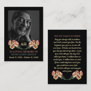 Visite Photo Élégante, Fleurs d'oeillet, Carte de prière