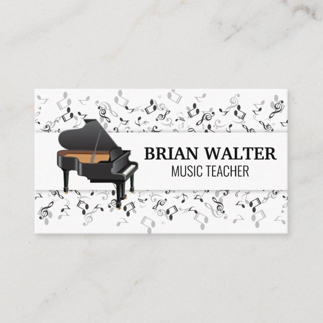 Visite Professeur de musique | Logo de piano | Carte de v (Devant)