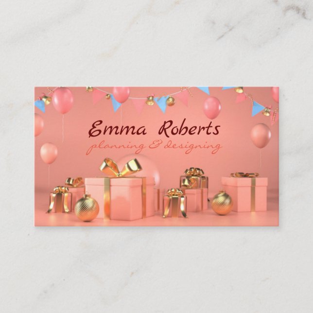 Visite Rose Ballons Planification et conception Carte de  (Devant)