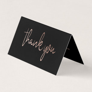 Visite Rose Gold Foil Script Mariage photo Carte de remer