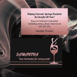 Visite Rose Gold Parties scintillant Bartender Carte de v
