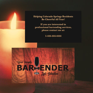 Visite Rustic Cherrywood Événement Bartender Carte de vis