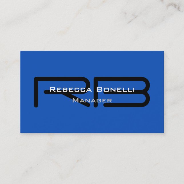 Visite Sapphire Blue Black Monogram Manager Carte de visi (Devant)