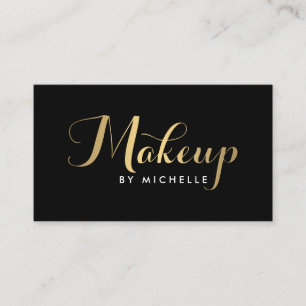 Visite Script de maquillage Glam Texte Gold/Black Carte d