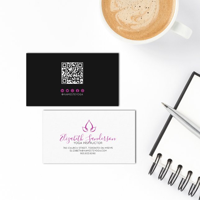 Visite Script tendance Viva Magenta QR CODE Carte de visi (Créateur téléchargé)