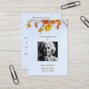 Visite Service funéraire Carte de prière Sky Feuilles