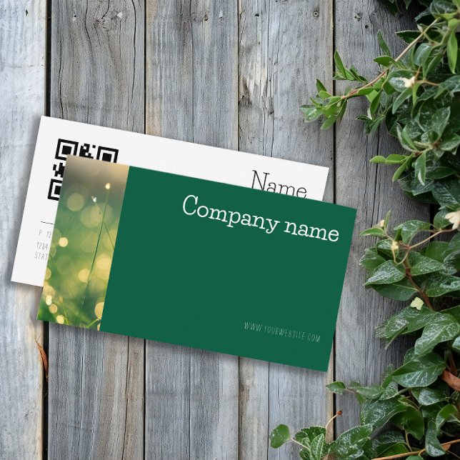 Visite Simple bokee en herbe photo QR vert Carte de visit (Simple bokeh grass photo QR green Business Card.)