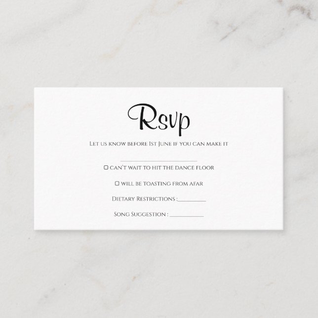 Visite Simple carte rsvp de mariage rustique (Devant)