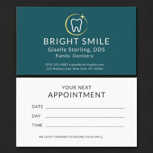 Visite Simple Dentiste Turquoise Or Carte De Rendez-Vous