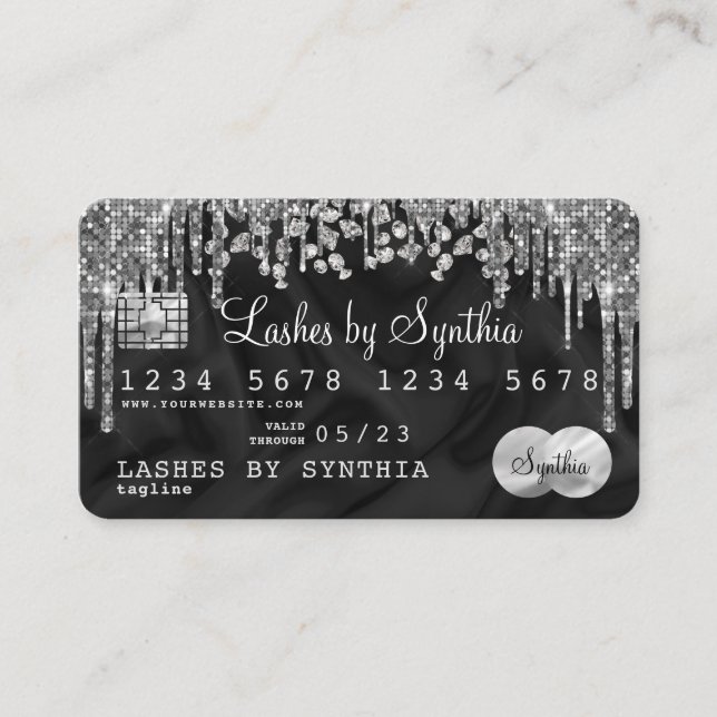 Visite Style de carte de crédit Silver Diamond votre nom (Devant)