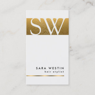 Visite Styliste de cheveux Bold Gold Monogram Carte de vi