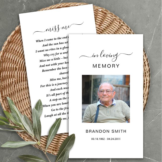 Visite Sympathie funéraire Carte de prière commémorative (Créateur téléchargé)