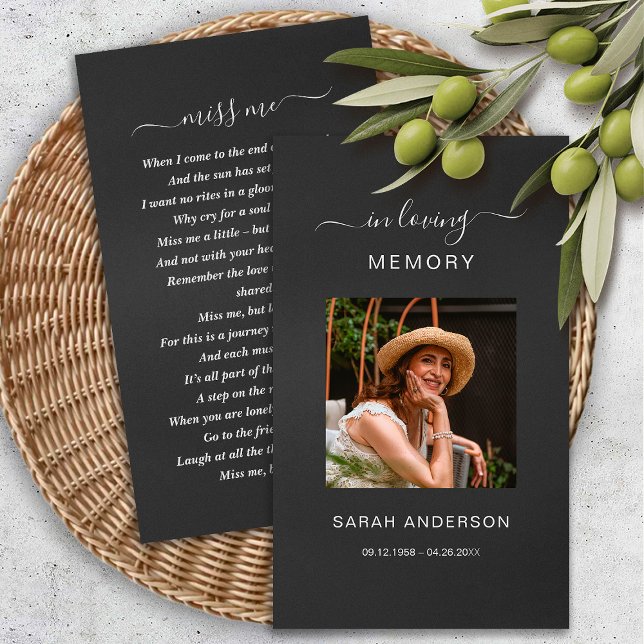 Visite Sympathie funéraire Carte de prière commémorative (Créateur téléchargé)