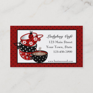 Visite Tasses de café, coccinelle, noir, rouge, carte de