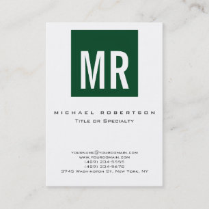 Visite Trend Up Forest Green Monogram White Carte de visi