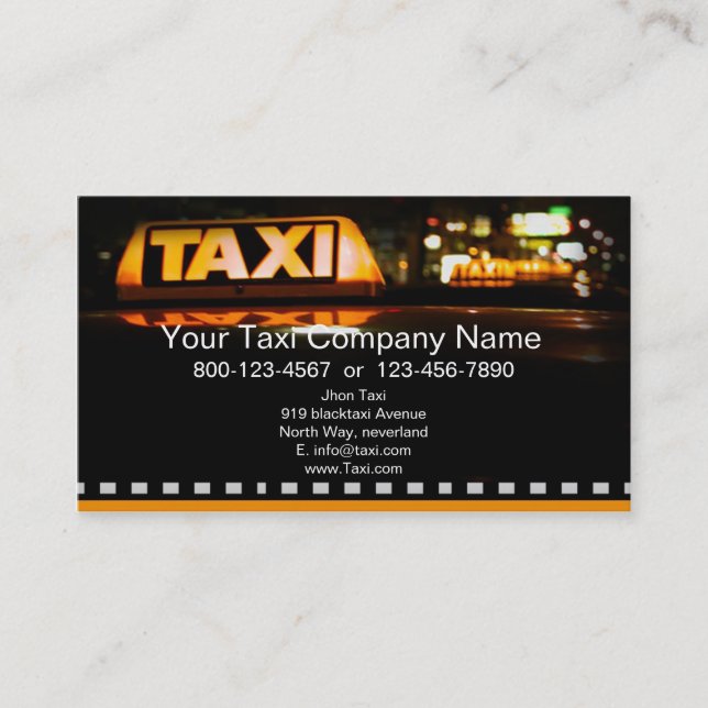 Visite Une carte d'entreprise de services de taxi (Devant)
