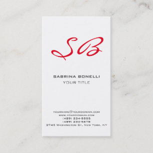Visite Unique rouge Monogramme blanc mignon Carte de visi