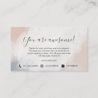 Visite Watercolor Nail Art Carte de remerciements