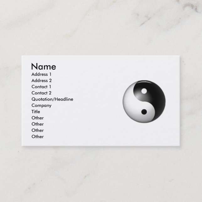 Visite Yin et carte de profil de Yang (Devant)