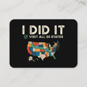 Visited All 50 US States - USA Map Travel - Visit  Business Card