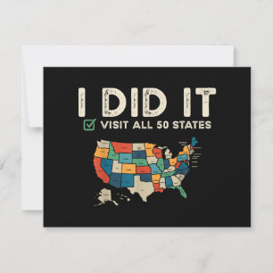 Visited All 50 US States - USA Map Travel - Visit Holiday Card