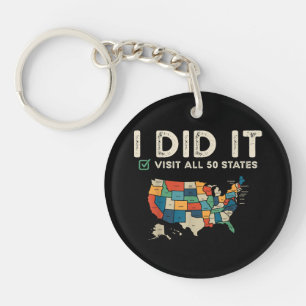 Visited All 50 US States - USA Map Travel - Visit  Keychain