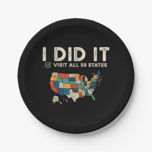 Visited All 50 US States - USA Map Travel - Visit  Paper Plate
