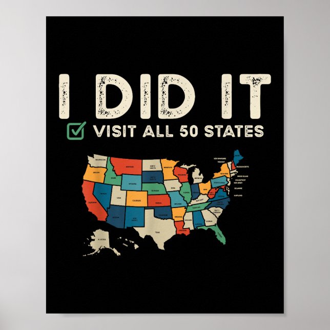 Visited All 50 US States - USA Map Travel - Visit  Poster (Front)