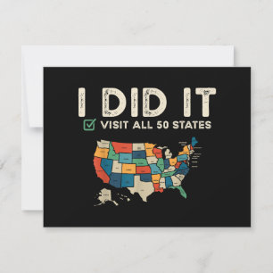 Visited All 50 US States - USA Map Travel - Visit  Thank You Card