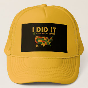Visited All 50 US States - USA Map Travel - Visit  Trucker Hat