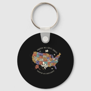 Visited All Fifty States Usa All 50 States Map  Keychain